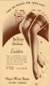 Rolling Stockings Salina Kansas Store Lingerie Vintage Advertising Postcard