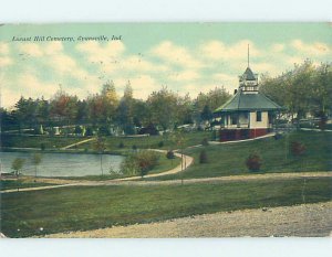 Pre-Chrome CEMETERY SCENE Evansville Indiana IN AG2798