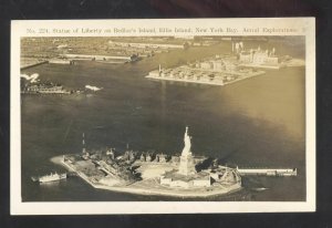 RPPC ELLIS ISLAND NEW YORK CITY NY STATUE OF LIBERTY AERIAL REAL PHOTO POSTCARD