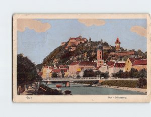 Postcard Mur Schlossberg Graz Austria