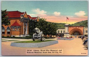 Vtg Oil City Pennsylvania PA Library World War Rickards Memorial Postcard