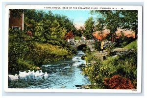 STONE BRIDGE DELAWARE RIVER STAMFORD NEW YORK NY POSTCARD (KK14)