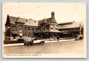 RPPC    1928  Pennsylvania Railroad Station   Lebanon   Adams Express  Postcard