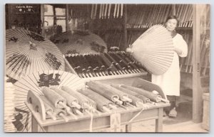RPPC Japan Huge Umbrella Maker PC~日本巨大傘メーカー フォトポストカード Nihon kyodai kasa mēkā