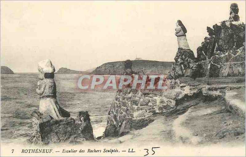 Postcard Old Rotheneuf Staircase Rochers Sculptes