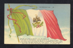 FLAG OF MEXICO MEXICAN FLAG VINTAGE POSTCARD