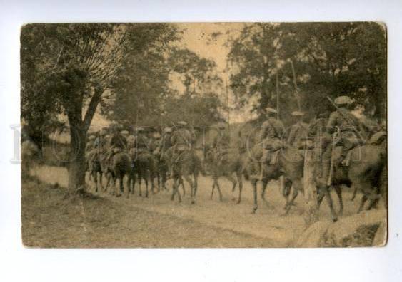 145818 WWI Russian Horse Patrol in German Village Gruzintsev