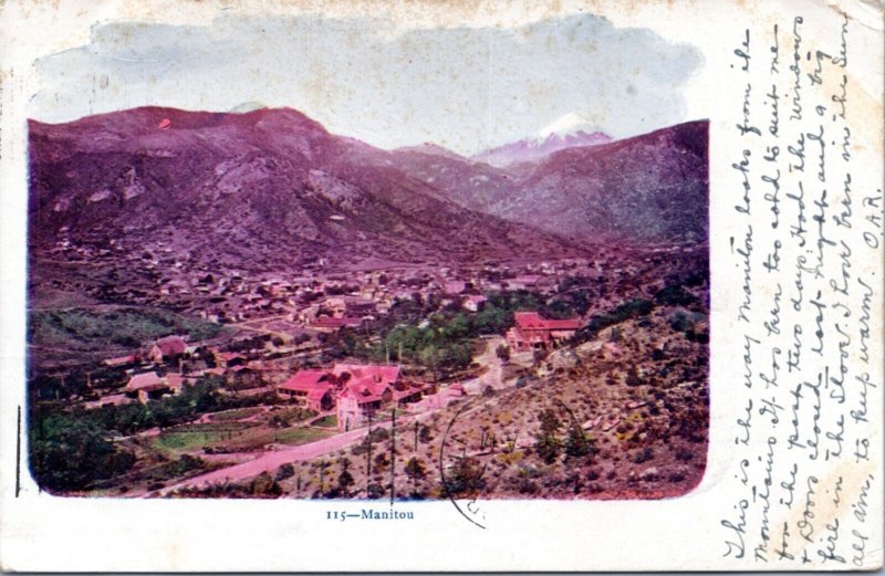 Postcard CO Manitou as seen from mountains