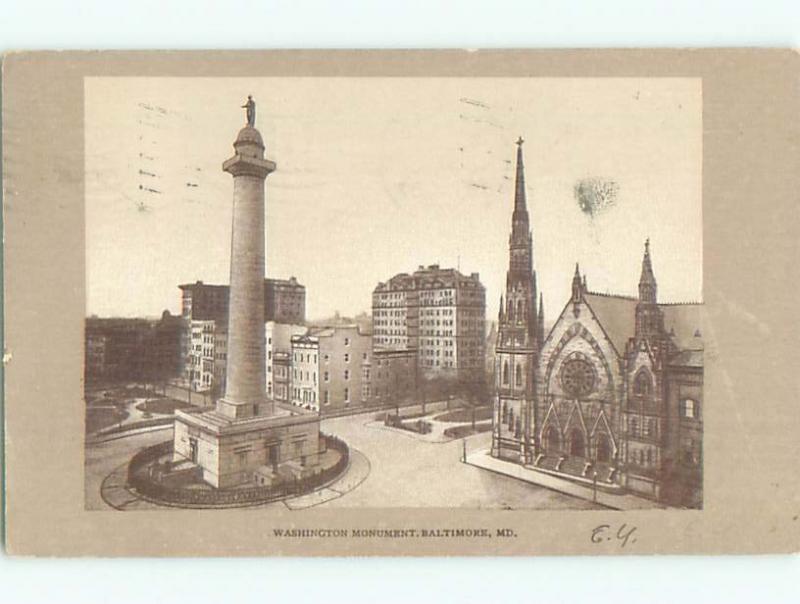 Pre-1907 very early view - WASHINGTON MONUMENT Baltimore Maryland MD n6701