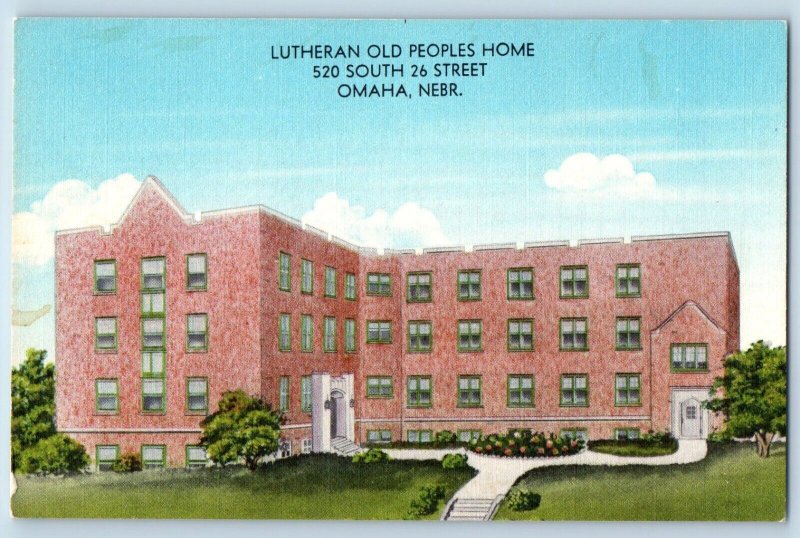 Omaha Nebraska NE Postcard Lutheran Old Peoples Home South Street c1940 Vintage