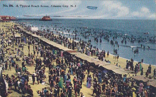 Typical Beach Scene At Atlantic City New Jersey