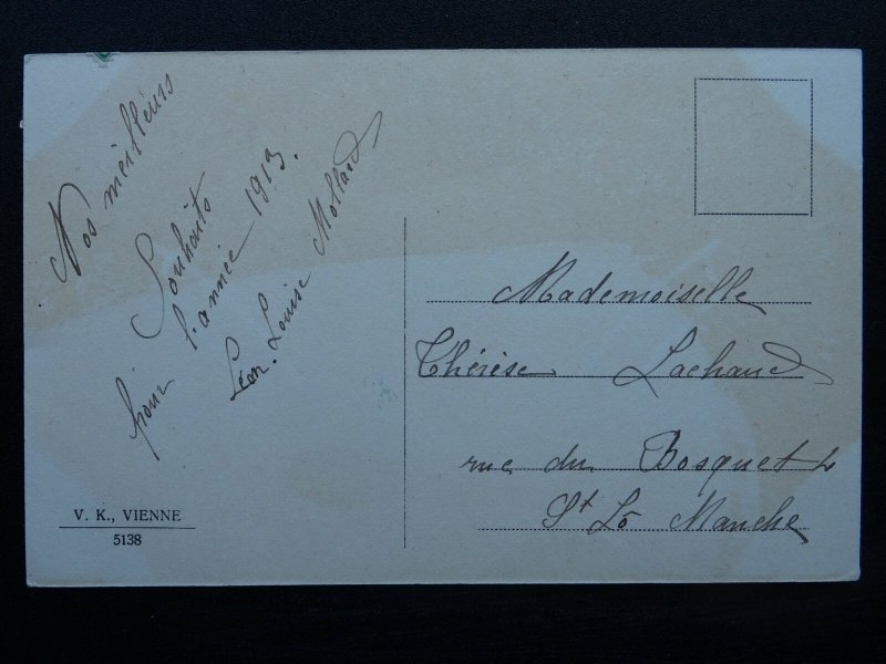 French New Year Greeting BONNE ANNÉE c1913 Postcard by V.K. of Vienne