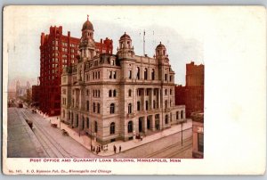 C1900 Postcard Post Office & Guaranty Loan Building Birdseye Minneapolis MN