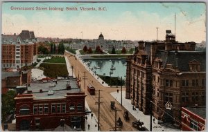 1912 Victoria BC Government Street & Parliament Bldgs Inner Harbour Postcard H82