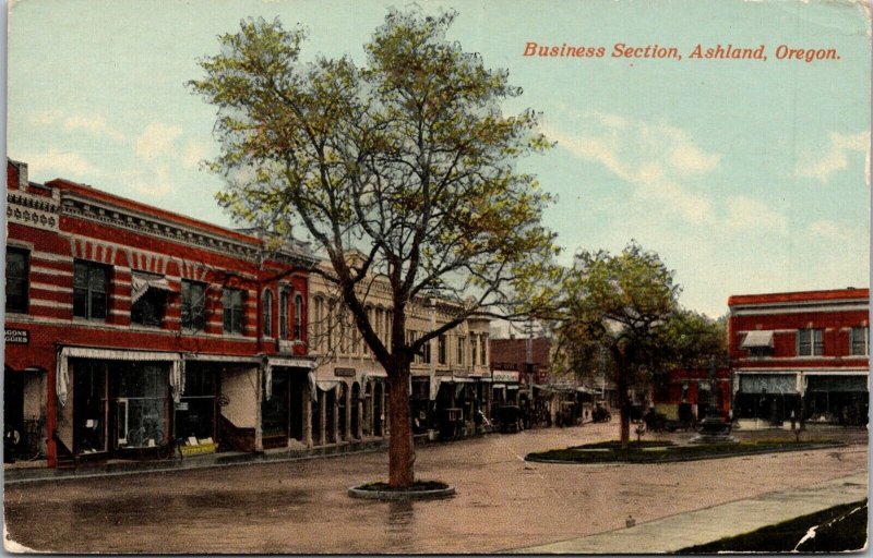 Postcard Business Section in Ashland, Oregon 