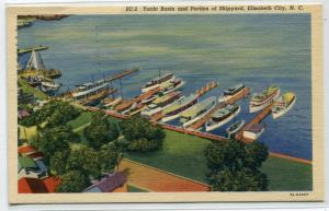 Yacht Basin Elizabeth City North Carolina 1958 linen postcard