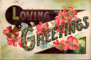 Loving Greetings With Flowers 1915