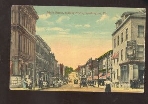 WASHINGTON PENNSYLVANIA PA. DOWNTOWN STREET SCENE VINTAGE POSTCARD OWL CIGAR