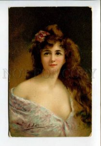 423378 Lady LONG HAIR by Angelo ASTI vintage Heymann 1906 y PC