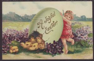 A Joyful Easter,Angel,Chicks,Egg Postcard 