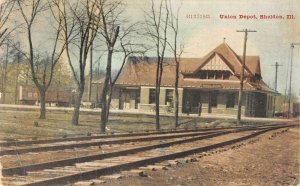 Sheldon Illinois scene at Union Depot antique pc DD6099