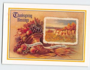 Postcard Thanksgiving Blessings with Food Art Print