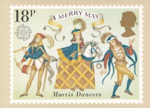 A Merry May Folk Morris Dancers Folklore Dance Rare PHQ Postcard