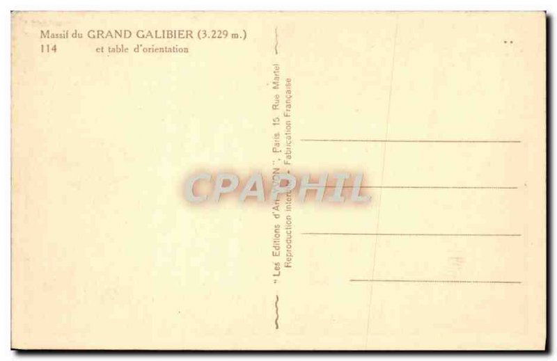 Old Postcard Grand Massif du Galibier and table & # 39Orientation