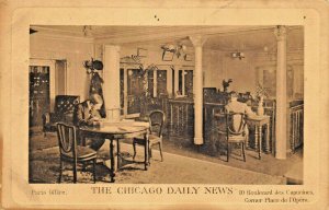 PARIS FRANCE~CHICAGO DAILY NEWS~PARIS OFFICE~INTERIOR VIEW~1911 PHOTO POSTCARD