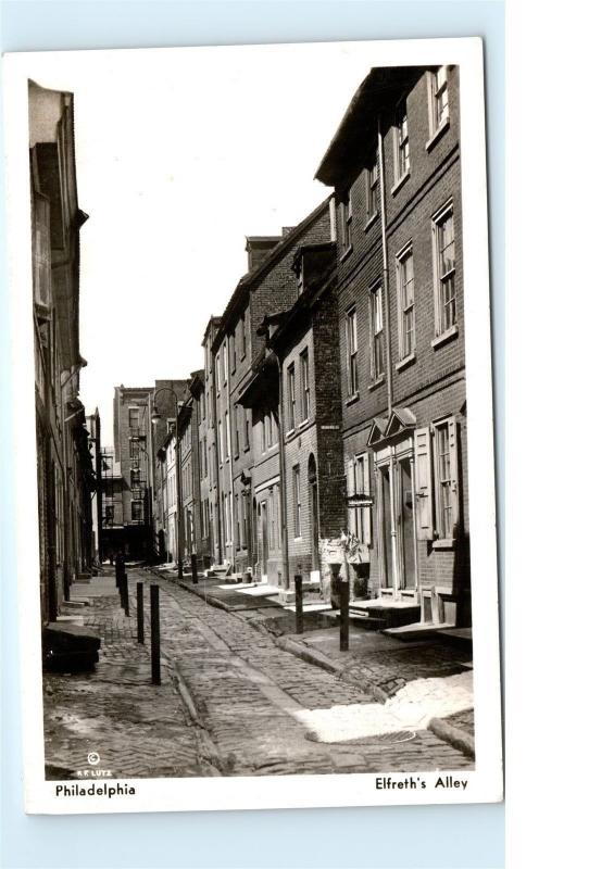 *1930s Elfreth's Alley Philadelphia PA RPPC Vintage Real Photo Postcard C26