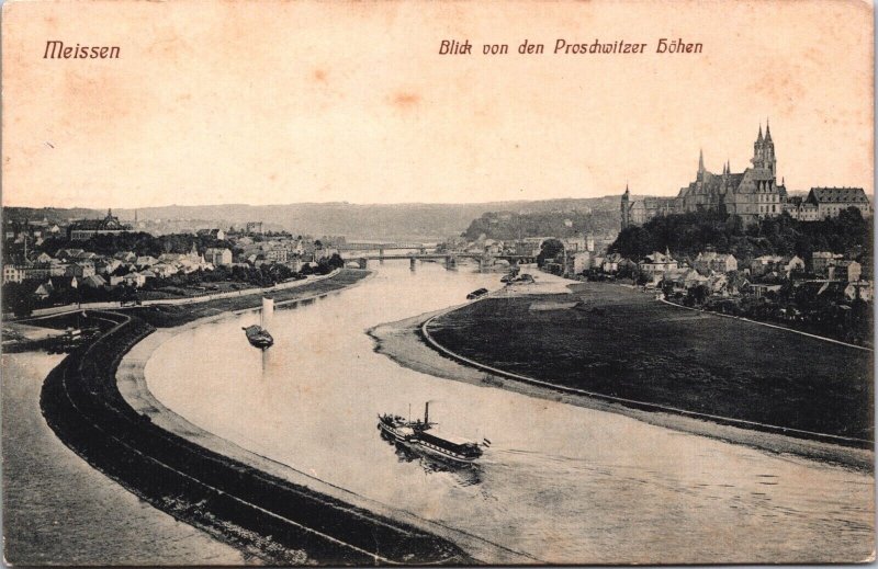 Germany Meissen Blick von den Proschwitzer Höhen Vintage Postcard 03.18