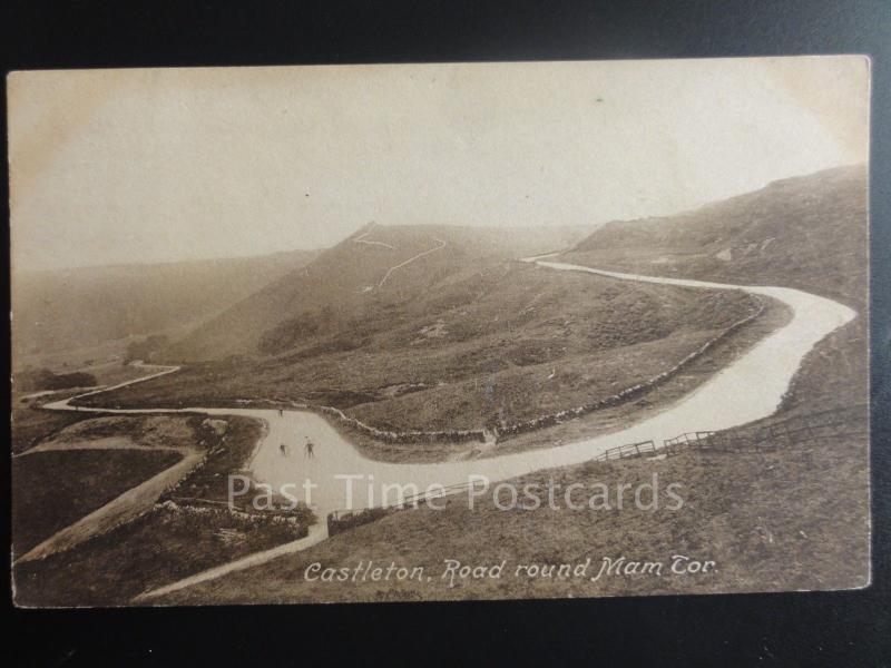 Derbyshire: Castleton, Road around Mam Tor (Before landslip) c1915 by Frith & Co