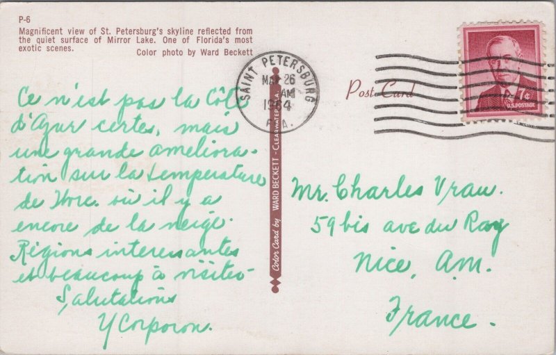 View Of St Petersburg Skyline Florida Postcard C338