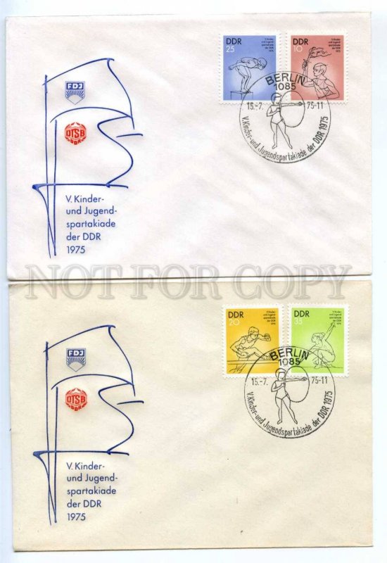 417314 EAST GERMANY GDR 1975 FDCs youth sports day swimming gymnastics