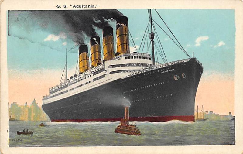 R.M.S. Aquitania Ocean Liner Ship Cunard Line Ship Steamer Unused 