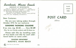 Burdines Miami Beach Florida FL Postcard UNP VTG Koppel Unused Vintage 
