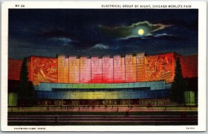 VINTAGE POSTCARD THE ELCTRICAL GROUP BUILDING AT CHICAGO WORLD'S FAIR 1933