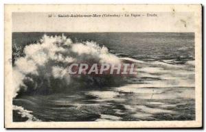 Post Card Old Saint Aubin Sur Mer Wave Study