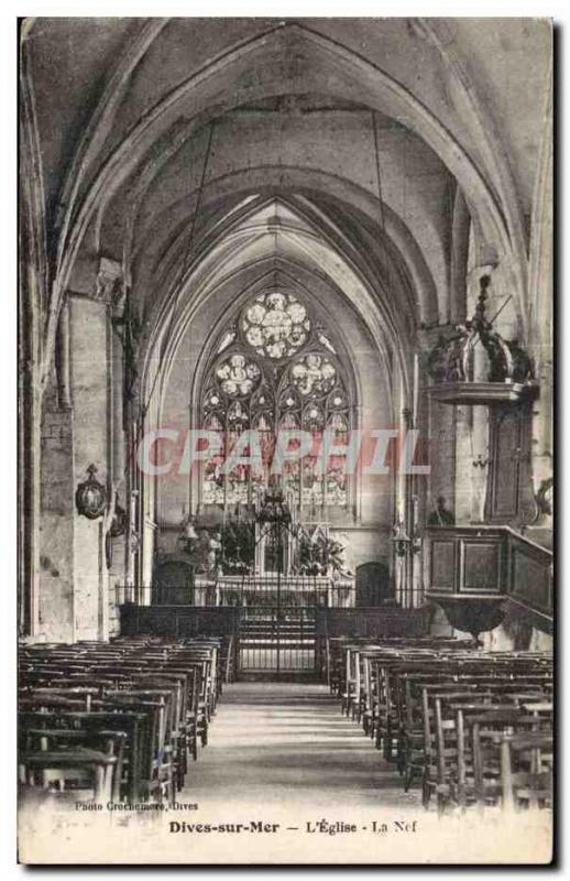 Old Postcard Dives sur mer L & # 39eglise the nave