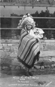 H36/ Lookout Mountain Trading Post Colorado RPPC Postcard 30s Indian Papoose