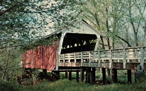 VINTAGE POSTCARD DONAHOE COVERED BRIDGE WINTERSET IOWA