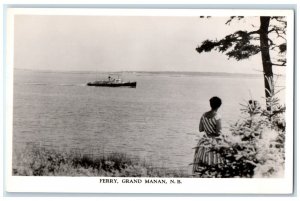 c1940's Ferry Grand Manan Steamer Ship New Brunswick Canada RPPC Photo Postcard