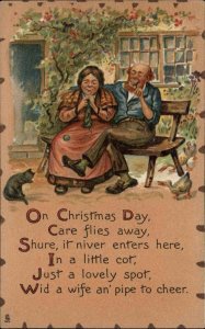 Tuck Leatherette Jolly Scenes and Christmas Themes No. 8 c1910 Postcard