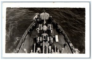 WWI US Navy Postcard RPPC Photo Ship Deck c1910's Unposted Antique