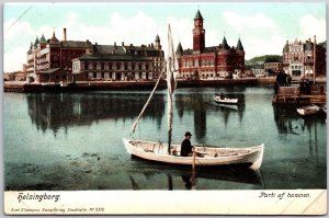 Helsingborg Parti Of Hammen Sweden Boats & Buildings In Background Postcard