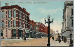 FORT DODGE IA CENTRAL AVE. ANTIQUE POSTCARD