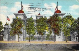 c.'08, Entrance, Riverview Amusement Park, Msg, Chicago, IL  Old Postcard