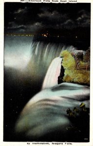 New York Niagara Falls American Falls From Goat Island By Illumination