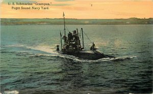 Postcard Washington Bremerton C-1910 US Submarine Puget Sound Lowman 23-8526