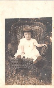Child in Wicker Chair real photo Unused 